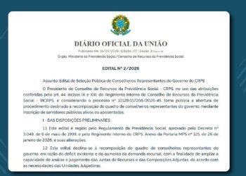 Diário Oficial: CRPS publica edital para seleção de Conselheiros Representantes do Governo